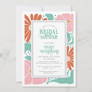 Invitation Elégante Fête des mariées florale Boho