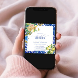 Invitation Élégante Fête des mariées Florale de citron médite