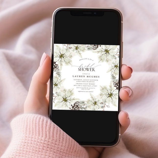 Invitation Élégante Fête des mariées florale hivernale (Créateur téléchargé)