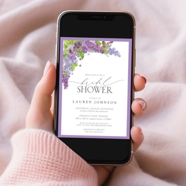 Invitation Elégante Fête des mariées florale Lilac (Créateur téléchargé)