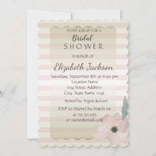 Invitation Élégante Fête des mariées florale rayée chic