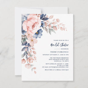 Invitation Élégante Fête des mariées florale rose