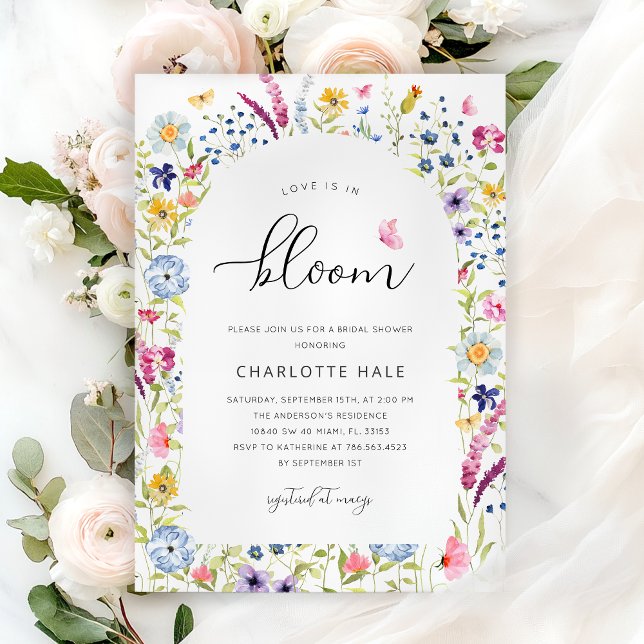 Invitation Élégante Fête des mariées florale rose (Créateur téléchargé)