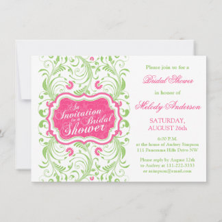 Invitation Élégante Fête des mariées florale rose Fuchsia