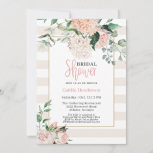 Invitation Élégante Fête des mariées florale rose rose rose d