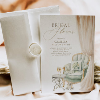 Invitation Elégante Fête des mariées méditerranéenne verdoyan