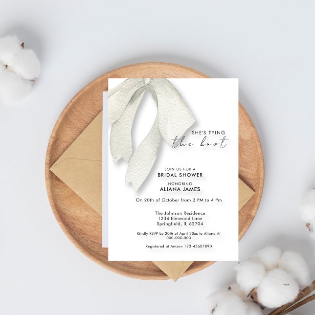 Invitation Elégante Fête des mariées Noir Et Blanc Bow (Créateur téléchargé)