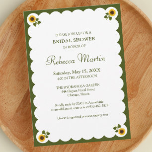 Invitation Elégante Fête des mariées Olive Green Tournesol Si