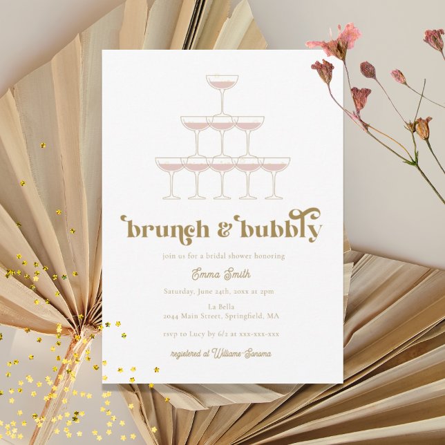 Invitation Elégante Fête des mariées rétro Champagne Mod (Créateur téléchargé)