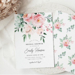 Invitation Elégante Fête des mariées Rose de jardin fleuri ro
