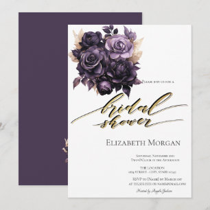 Invitation Élégante Fête des mariées Rose foncée violette