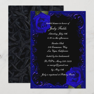 Invitation Élégante Fête des mariées Rose Goth Blue