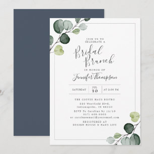 Invitation Elégante Fête des mariées verte Eucalyptus