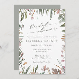 Invitation Élégante Fête des mariées verte rustique Sage