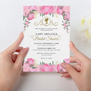 Invitation Élégante Fête des mariées victorienne rose pâle