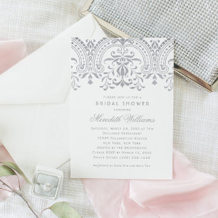 Invitation Elégante Fête des mariées Vintage argentée