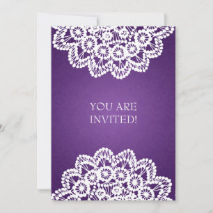 Invitation Élégante Fête des mariées Vintage dentelle pourpre