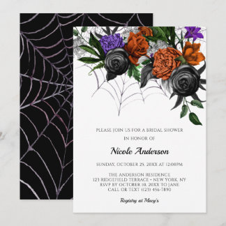 Invitation Élégante Fête des mariées Web Éffrayante Floral Sp