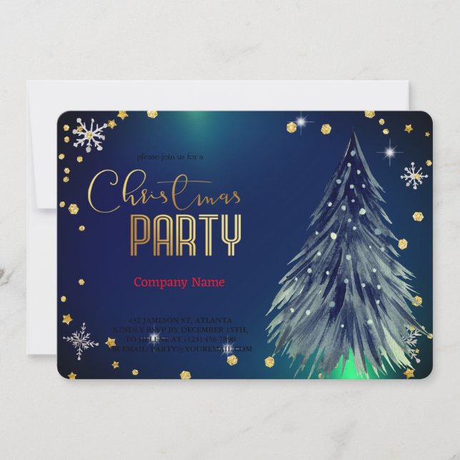 Invitation Élégante fête des pins de Noël magiques (Devant)