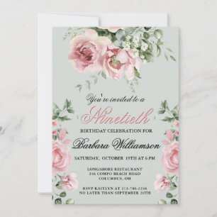 Invitation Élégante fête des Roses peints à la main 90e anniv
