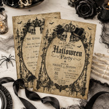 Élégante Fête d'Halloween Crâne Gothique Vintage
