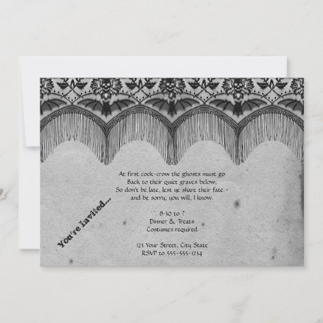 Invitation Élégante fête d'Halloween de dentelle gothique (Devant)