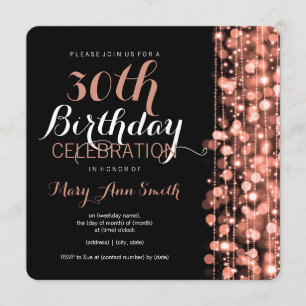 Invitation Élégante fête du 30e anniversaire éclaboussent Ros