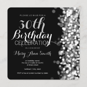 Invitation Élégante fête du 30e anniversaire Lumières d'argen