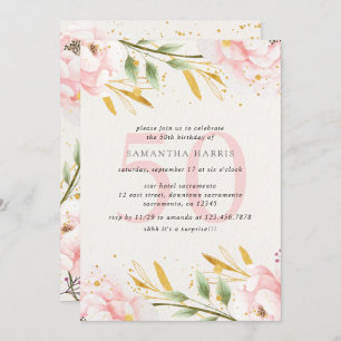 Invitation Elégante fête du 50e anniversaire du Pink & Gold W