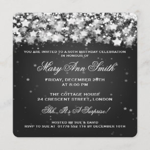 Invitation Élégante fête du 50e anniversaire Etoiles éclatant