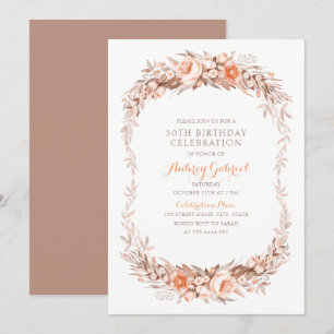 Invitation Élégante fête du 50e anniversaire Floral Fall