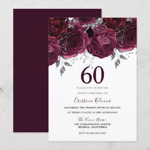 Invitation Élégante fête du 60e anniversaire des Roses du Mar
