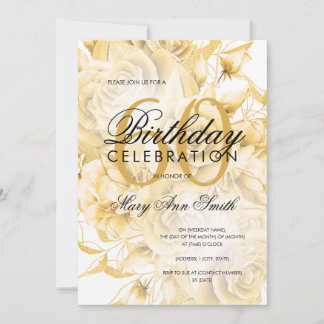 Invitation Élégante fête du 60e anniversaire Floral Gold