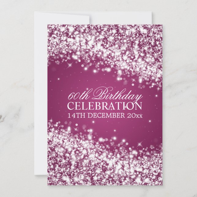 Invitation Élégante fête du 60e anniversaire Sparkling Wave B (Devant)