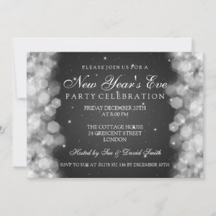 Invitation Élégante fête du Nouvel An noir