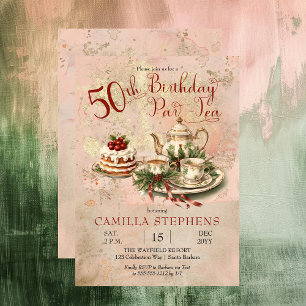 Invitation Élégante fête du Thé d'hiver 50e anniversaire