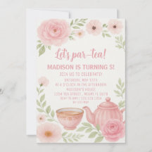 Elégante fête du thé floral Anniversaire Invitatio