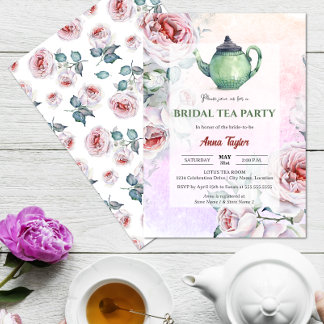 Invitation Élégante fête florale de thé de la nuptiale