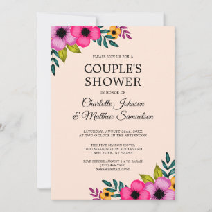 Invitation Élégante Fête Florale Rose-Blanc Moderne