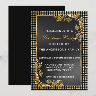 Invitation Elégante fête moderne Noël or sur mesure Invita