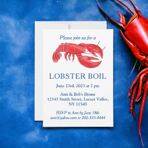 Invitation Élégante fête moderne rouge homard bouille