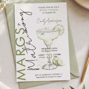 Invitation Élégante fête prénuptiale moderne avec margaritas
