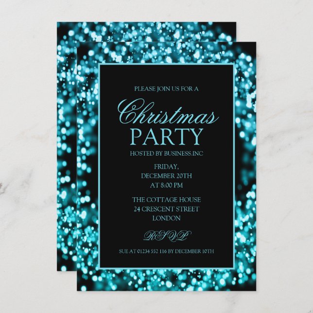 Invitation Élégante fête Turquoise de Noël d'entreprise (Devant / Derrière)