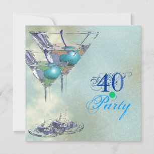 Invitation Élégante fête verte du 40e aqua