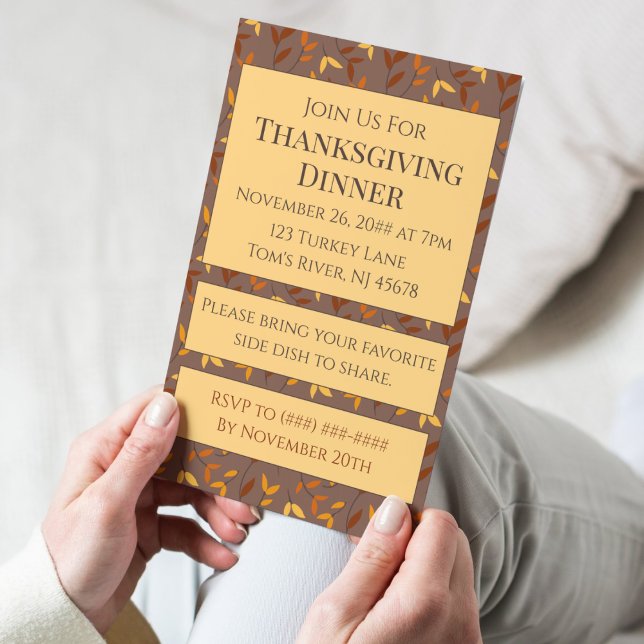 Invitation Élégante feuille d'automne (Créateur téléchargé)