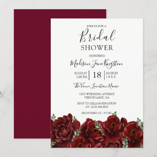 Invitation Elégante feuille de rose rouge Fête des mariées mo