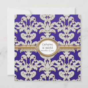 Invitation Elégante feuille florale Damask Baroque Gold Swirl