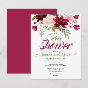 Invitation Élégante fille de baby shower floral botanique bor