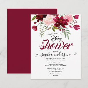 Invitation Élégante fille de baby shower floral botanique de 