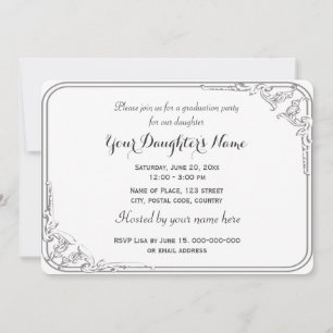 Invitation Élégante fille, photo de graduation des filles